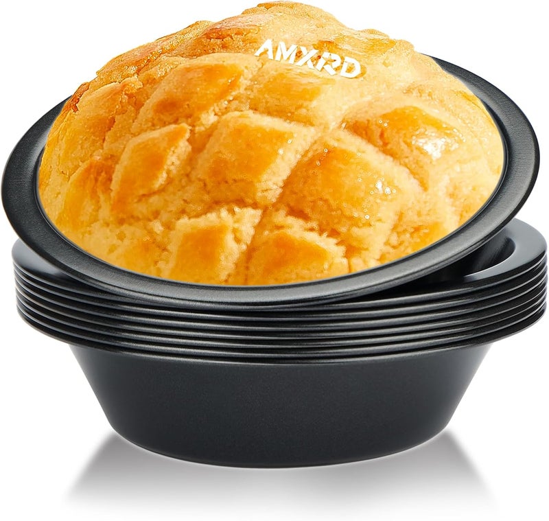 AMXRD 5 inch Pie Pans, 8-Piece Small Round Cake Pan, Reusable Nonstick Carbon Steel Pie Tins for Oven and Instant Pot Baking - Image 1
