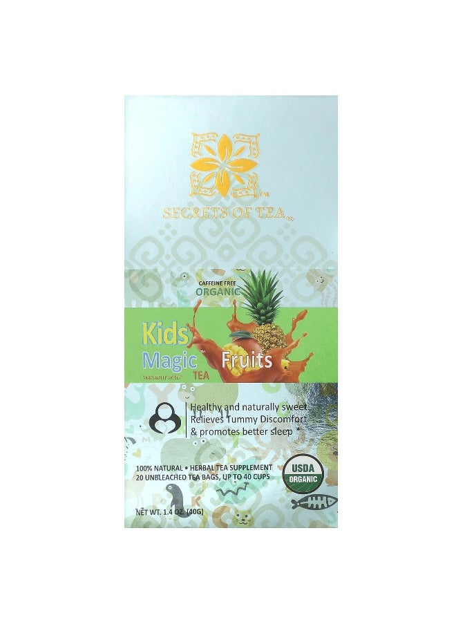 Secrets of Tea, Kids Magic Tea, Caffeine Free, Fruits, 20 Unbleached Tea Bags, 1.4 oz (40 g) - Image 1