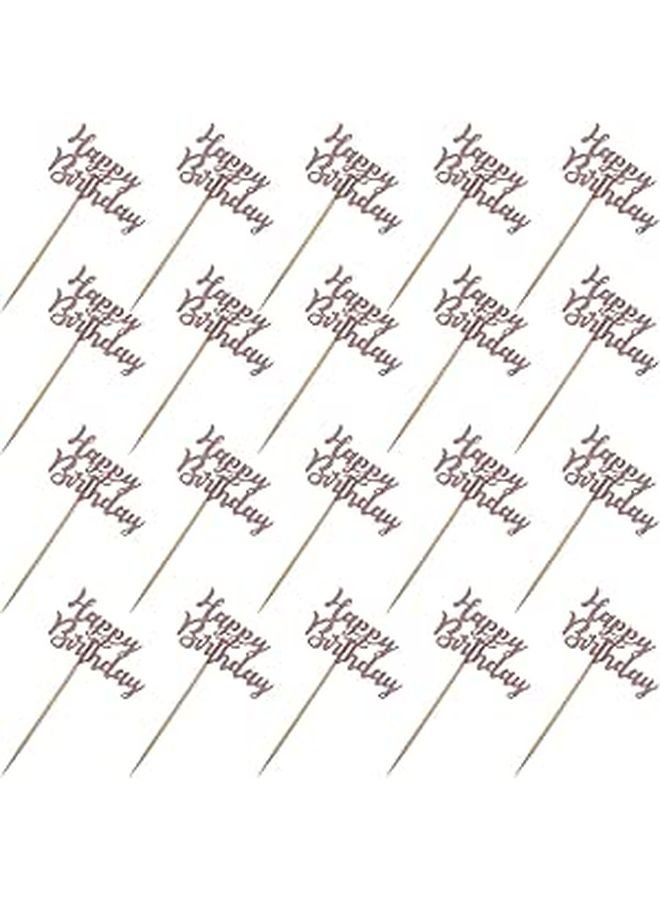 Rose Gold Glitter Cake Toppers 20pcs Non Edible Birthday Cupcake Decorations - Image 1