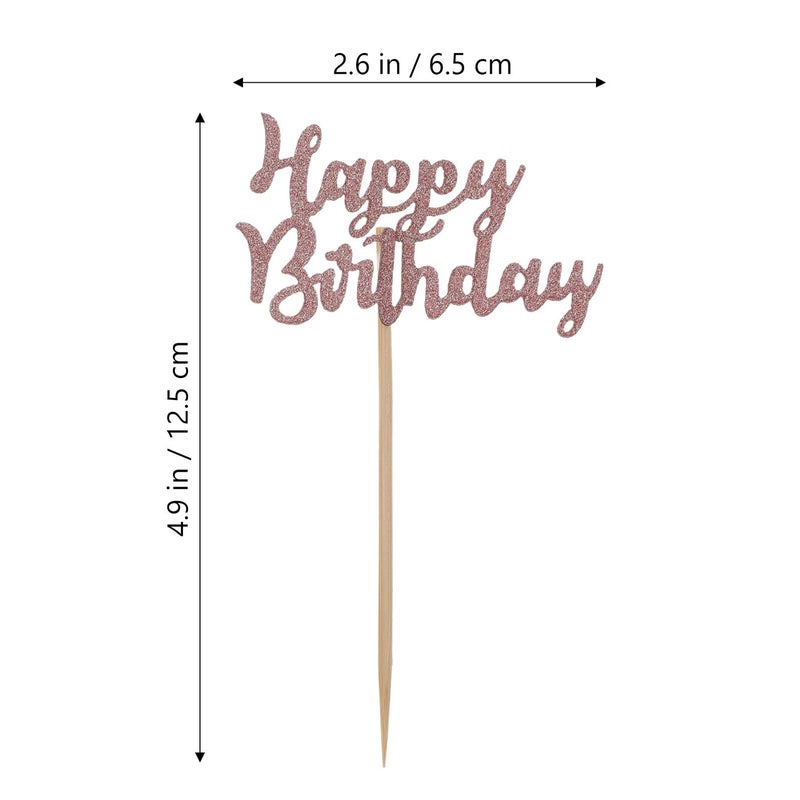 Rose Gold Glitter Cake Toppers 20pcs Non Edible Birthday Cupcake Decorations - Image 3