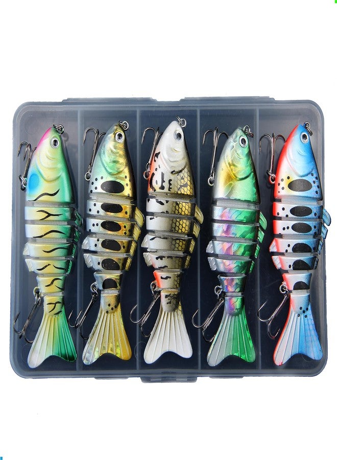 EXAURAFELIS 5pcs Multi-Jointed Swimbaits Fishing Lures for Bass Trout Perch Slow Sinking Lifelike Fishing Lure Kit Swimming Lures Freshwater Saltwater - Image 1