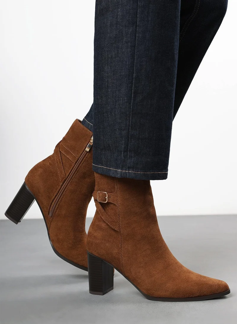 ويرز ذات فروم 'North' Wide Fit Block Heel Boot With Buckle Detail