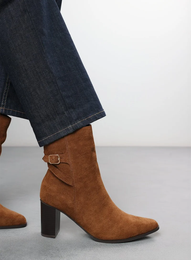 ويرز ذات فروم 'North' Wide Fit Block Heel Boot With Buckle Detail