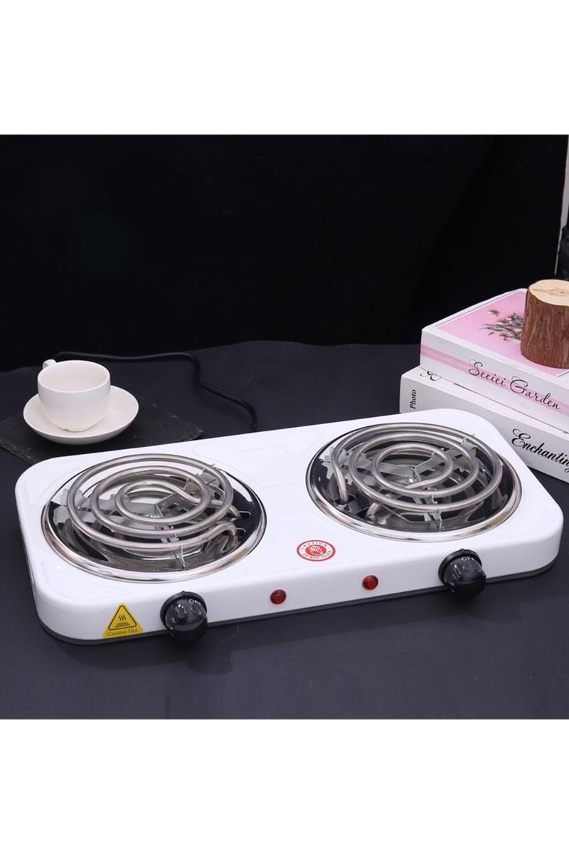 Denx Electric Double Burner Hot Plate – 2000W Compact Stove with Temperature Control - 43x24x6 CM - Image 1
