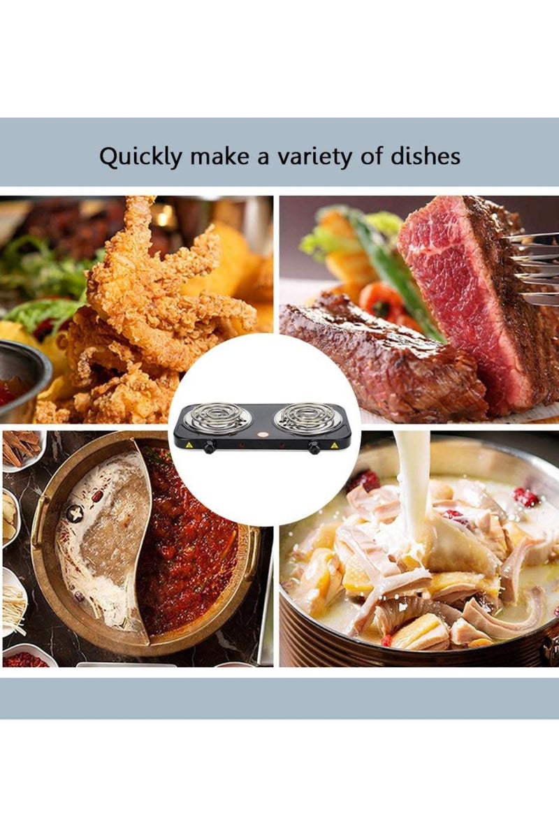 Denx Electric Double Burner Hot Plate – 2000W Compact Stove with Temperature Control - 43x24x6 CM - Image 5