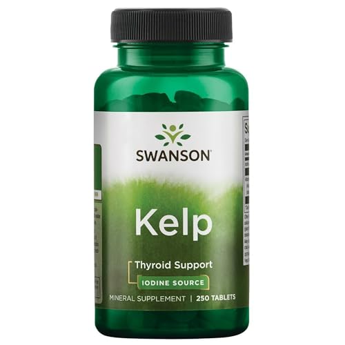 Swanson Premium Brand Kelp Natural Iodine Source Supporting Thyroid Health Mineral Supplement wIodine Source Standardized 04 250 Tablets 225mcg Each - Image 2