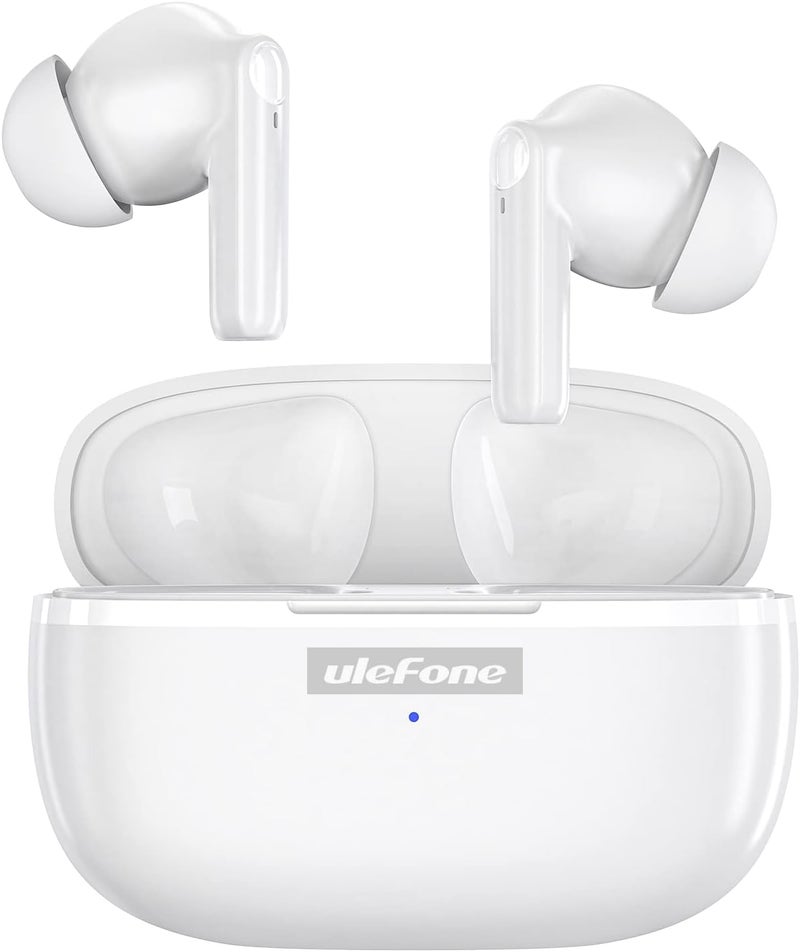 Ulefone Wireless Headphones Earbuds, in Ear Microphone, Bluetooth 5.1, Type-C Charging, Touch Control, LED Display, for iPhone/Android/IOS, White - Image 1
