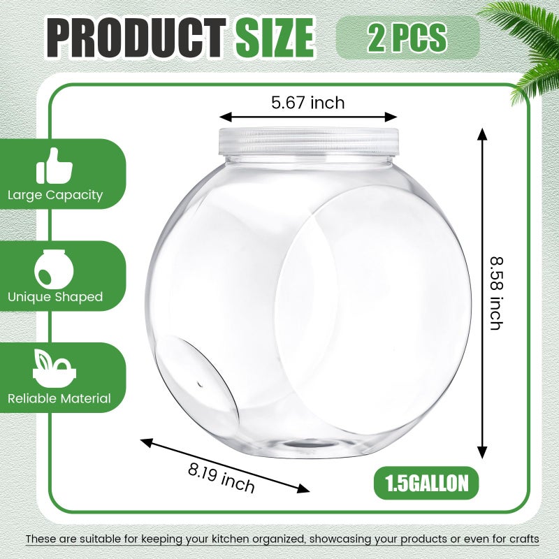 Willinglong 2 Pcs Plastic Candy Jar with Lid 192 oz/ 1.5 Gallon Large Slanted Storage Jar Clear Food Storage Canisters for Cookies Jelly Beans Snacks Candy Buffet Indoor Outdoor Wedding (White) - Image 2