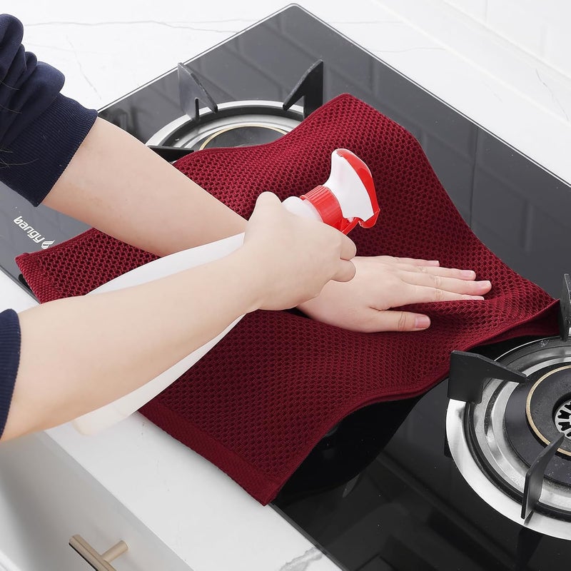 Homaxy 100% Cotton Waffle Weave Kitchen Dish Towels, Ultra Soft Absorbent Quick Drying Cleaning Towel, 13 x 28 Inches, 12-Pack, Burgundy - Image 5
