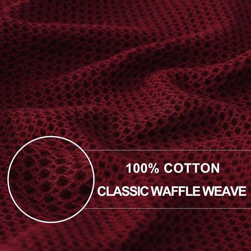 Homaxy 100% Cotton Waffle Weave Kitchen Dish Towels, Ultra Soft Absorbent Quick Drying Cleaning Towel, 13 x 28 Inches, 12-Pack, Burgundy - Image 2