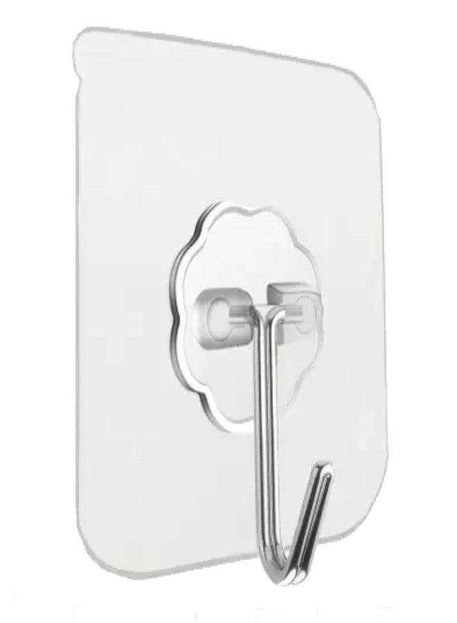 Chucklecart Wall Hanging Hook 10Pcs - Transparent Square No Drill, No Nails, Strong Sticky Sticker Hanger for Hanging Cloths, Towel, Kitchen Items Storage No Drilling, Self Adhesive, Heavy Duty - Image 2