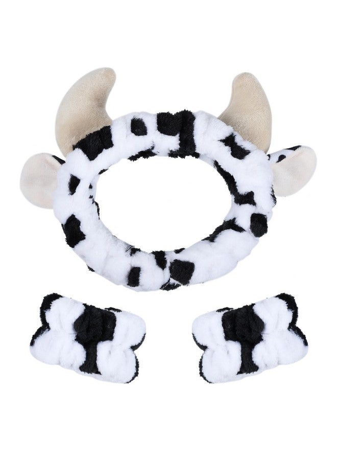 Miroksh رباط رأس وجه من الفرو بنمط بقرة لمنتجع صحي، أساور، رباط شعر، مناسب للنساء والفتيات، لمستحضرات التجميل والعناية بالبشرة، لف الرأس أثناء الاستحمام، ملابس للأطفال، لوازم حفلات، هدية عيد ميلاد - Image 1