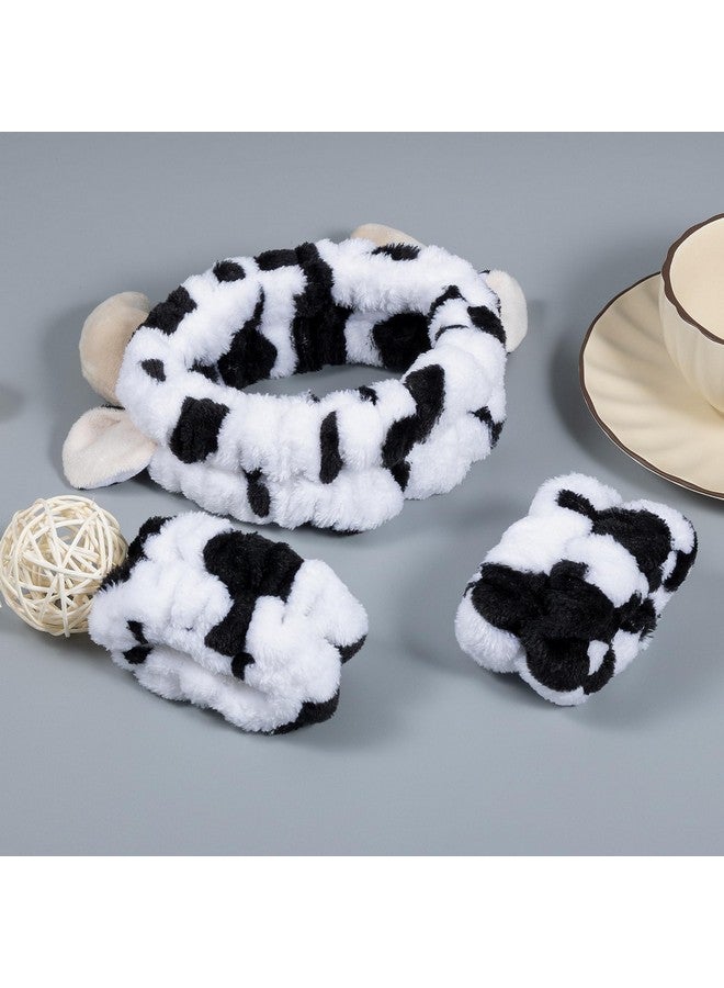 Miroksh رباط رأس وجه من الفرو بنمط بقرة لمنتجع صحي، أساور، رباط شعر، مناسب للنساء والفتيات، لمستحضرات التجميل والعناية بالبشرة، لف الرأس أثناء الاستحمام، ملابس للأطفال، لوازم حفلات، هدية عيد ميلاد - Image 3