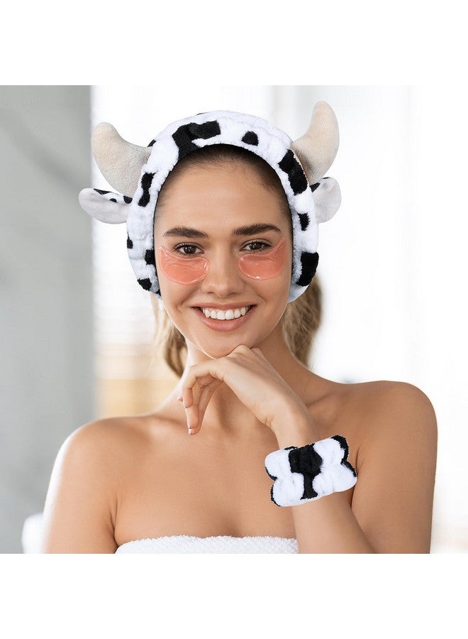 Miroksh رباط رأس وجه من الفرو بنمط بقرة لمنتجع صحي، أساور، رباط شعر، مناسب للنساء والفتيات، لمستحضرات التجميل والعناية بالبشرة، لف الرأس أثناء الاستحمام، ملابس للأطفال، لوازم حفلات، هدية عيد ميلاد - Image 5