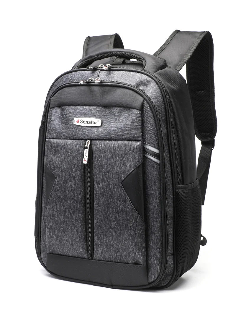 سيناتور Nylon Lightweight Unisex 18 Inch Backpack Reflector Radium With Laptop Compartment Water Resistant Casual Hiking Travel Bag for Business College School Students KH8122 Black