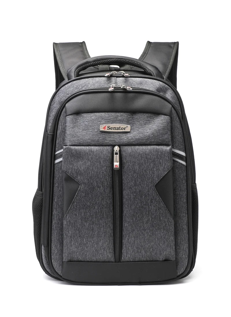 سيناتور Nylon Lightweight Unisex 18 Inch Backpack Reflector Radium With Laptop Compartment Water Resistant Casual Hiking Travel Bag for Business College School Students KH8122 Black