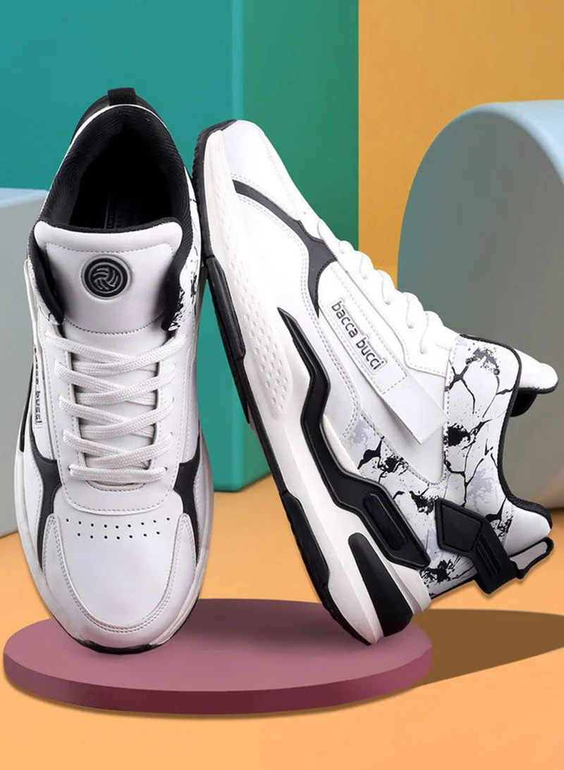 Bacca Bucci Black Veera Athletic Mid Top White Sneakers for Men | Best Price UAE