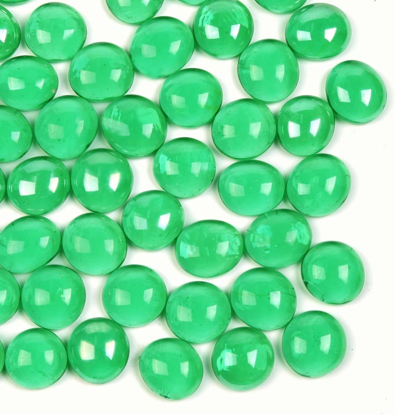 MBKHFLL Glass Marbles, Mini Flat Glass Beads~100 PCS for Vase Fillers, Floral Bottom Mancala Gems Pebbles Fish Tank Rocks for Table Aquarium,Home Decor Art Craft Supplies (Green, 0.5 LB) - Image 1