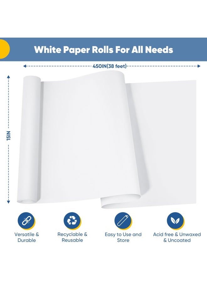 Donyang White Wrapping Paper Craft Paper Kraft Paper Roll 15" x 450", Bulletin Board Paper, Arts & Crafts, Gift Wrapping Packing Painting Drawing Paint Easel Poster Chart Decorative Paper, Kids Art Supplies - Image 2