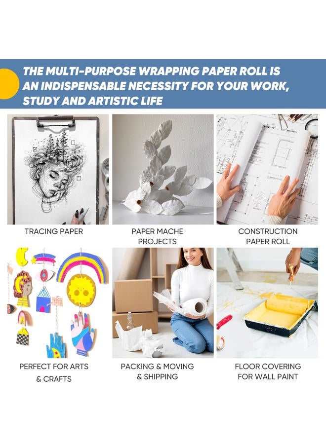 Donyang White Wrapping Paper Craft Paper Kraft Paper Roll 15" x 450", Bulletin Board Paper, Arts & Crafts, Gift Wrapping Packing Painting Drawing Paint Easel Poster Chart Decorative Paper, Kids Art Supplies - Image 4