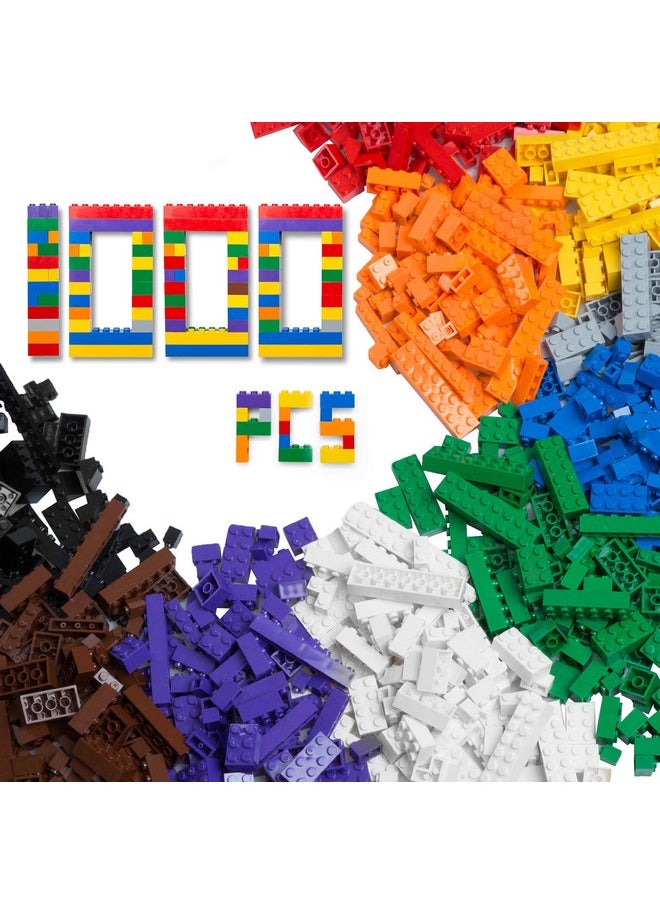 Barcaloo Barcaloo 1000 Piece Building Bricks Play Set, 10 Classic Colors Bulk Building Blocks, Generic Brick Building Parts, for Boys and Girls, Classic  - Image 1