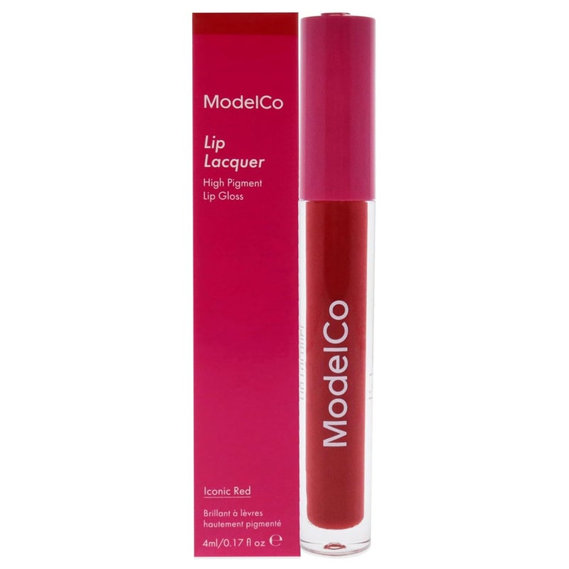 MODELCO Lip Lacquer  HighPigment LongWear Color  NonSticky Comfortable Finish  Instantly Plumps Lips  Provides AllDay Moisture  Lips Feel Soft Supple And Kissable  Iconic Red  017 Oz