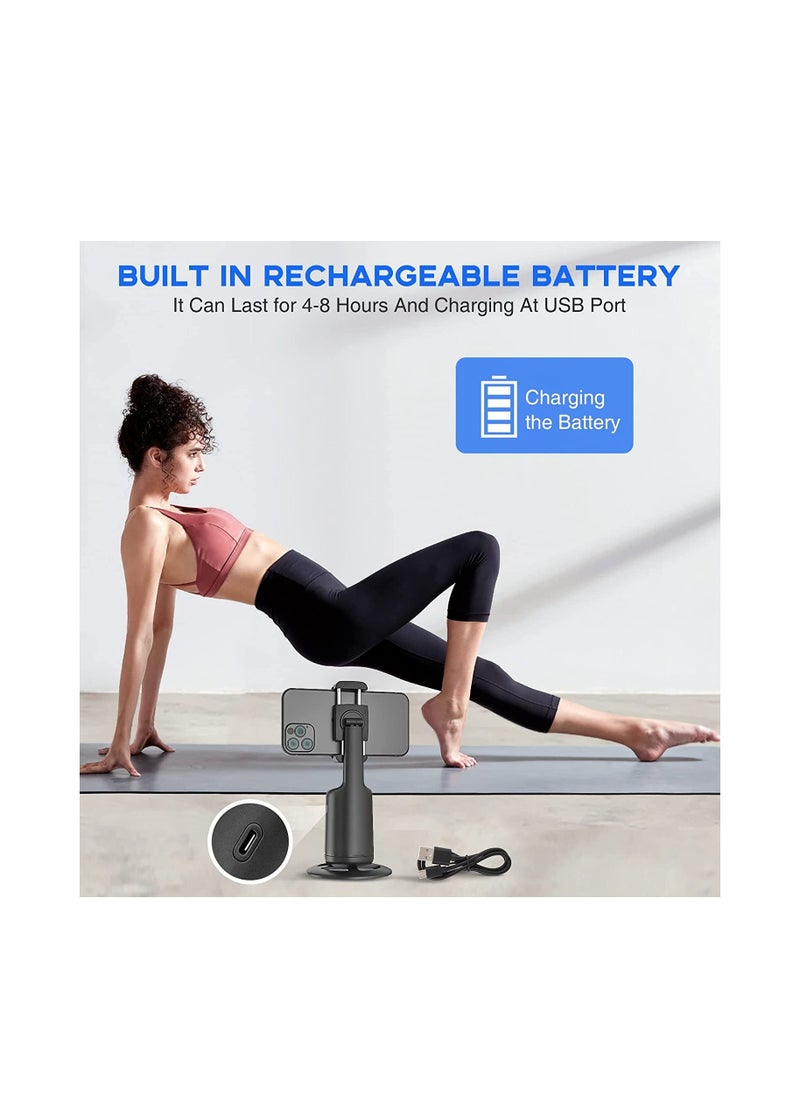 Auto Face Tracking Tripod with Remote 360° Rotation Auto Tracking Phone Holder No App Smart Phone Moving Tripod for Shooting Video Live Vlog Rechargeable Battery