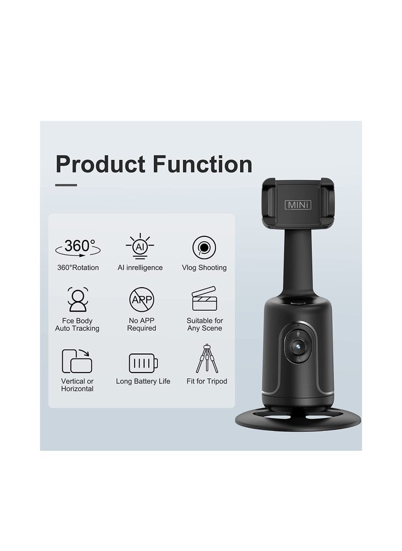 Auto Face Tracking Tripod with Remote 360° Rotation Auto Tracking Phone Holder No App Smart Phone Moving Tripod for Shooting Video Live Vlog Rechargeable Battery