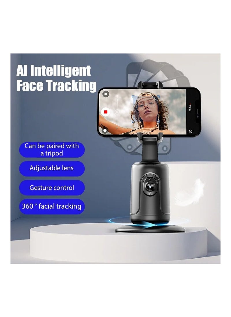 Auto Face Tracking Tripod with Remote 360° Rotation Auto Tracking Phone Holder No App Smart Phone Moving Tripod for Shooting Video Live Vlog Rechargeable Battery
