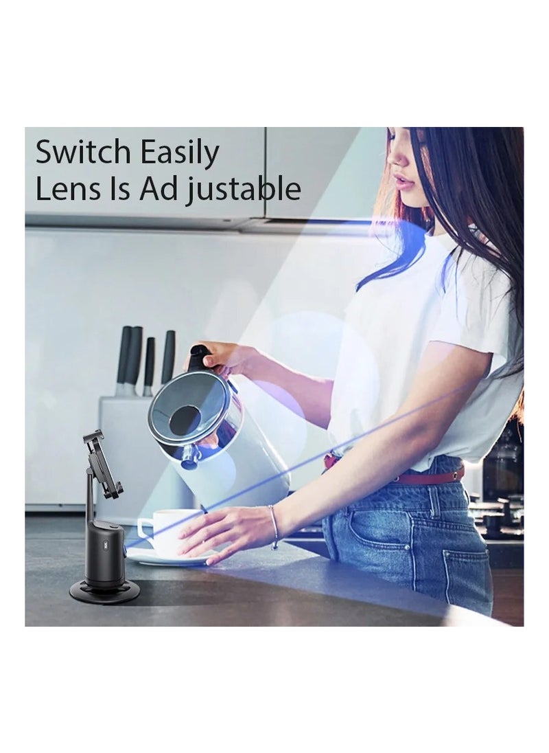 Auto Face Tracking Tripod with Remote 360° Rotation Auto Tracking Phone Holder No App Smart Phone Moving Tripod for Shooting Video Live Vlog Rechargeable Battery