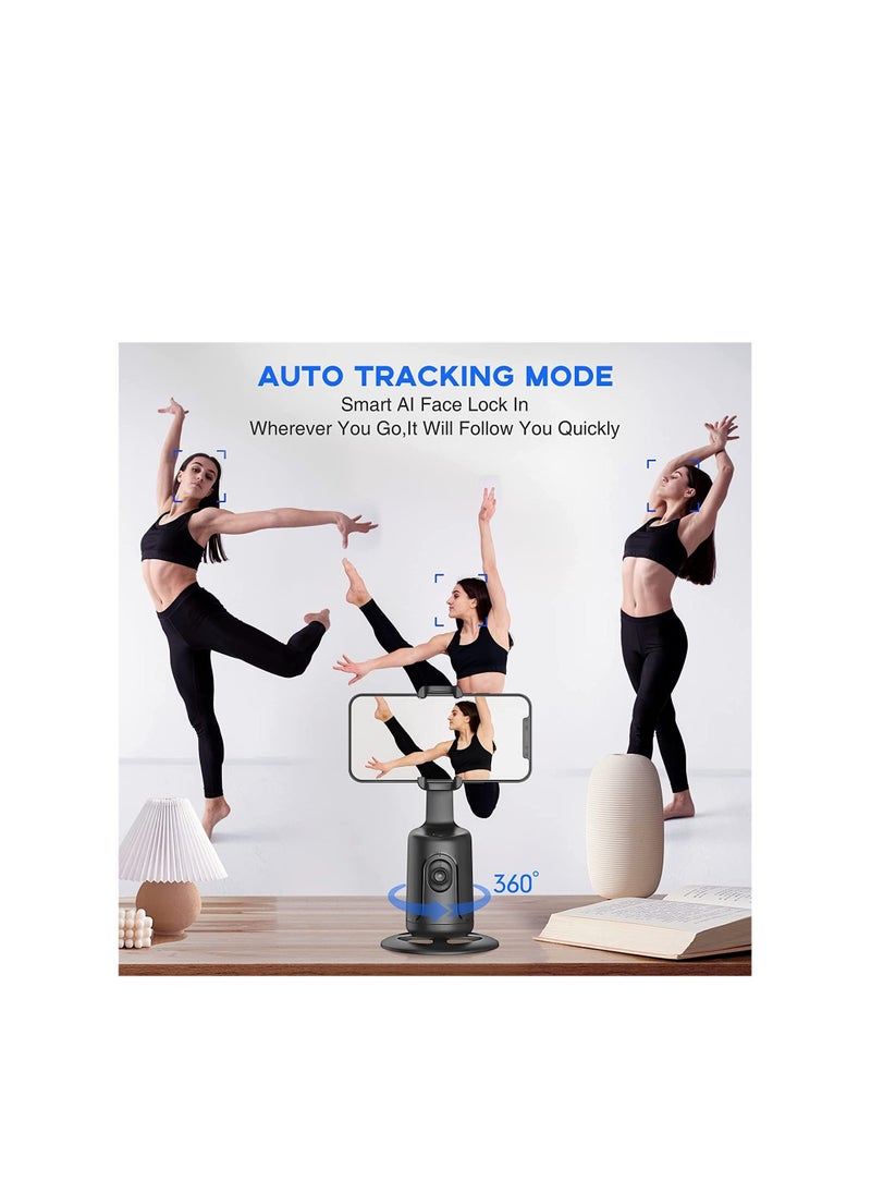 Auto Face Tracking Tripod with Remote 360° Rotation Auto Tracking Phone Holder No App Smart Phone Moving Tripod for Shooting Video Live Vlog Rechargeable Battery