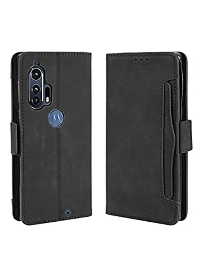 NIBEMINENT Magnetic Full Body Protection Shockproof Flip Leather Wallet Case Cover With Card Slot Holder For Motorola Edge+ Black  - Image 1