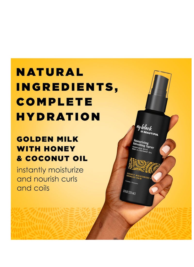 MY BLACK IS BEAUTIFUL MY BLACK IS BEAUTIFUL Detangler Spray, Sulfate Free, for Curly and Coily Hair with Coconut Oil, Honey and Turmeric, 7.6 fl oz  - Image 2