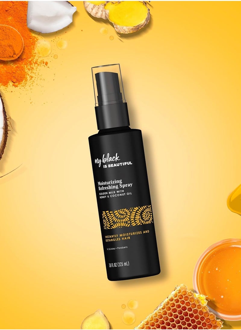 MY BLACK IS BEAUTIFUL MY BLACK IS BEAUTIFUL Detangler Spray, Sulfate Free, for Curly and Coily Hair with Coconut Oil, Honey and Turmeric, 7.6 fl oz  - Image 3