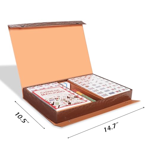 GUSTARIA Chinese Mahjong Set, Mahjong Game Set with 146 Numbered Large Tiles (1.5", Green), Mahjong Tiles Set with Brown Carrying Case - Image 2