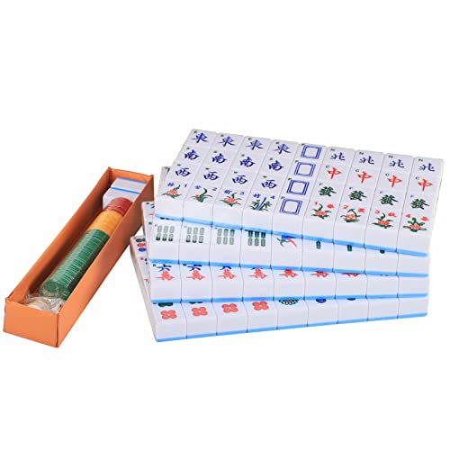GUSTARIA Chinese Mahjong Set, Mahjong Game Set with 146 Numbered Large Tiles (1.5", Green), Mahjong Tiles Set with Brown Carrying Case - Image 4
