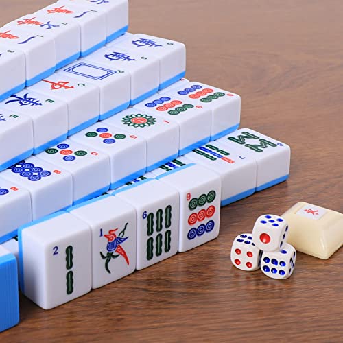 GUSTARIA Chinese Mahjong Set, Mahjong Game Set with 146 Numbered Large Tiles (1.5", Green), Mahjong Tiles Set with Brown Carrying Case - Image 5
