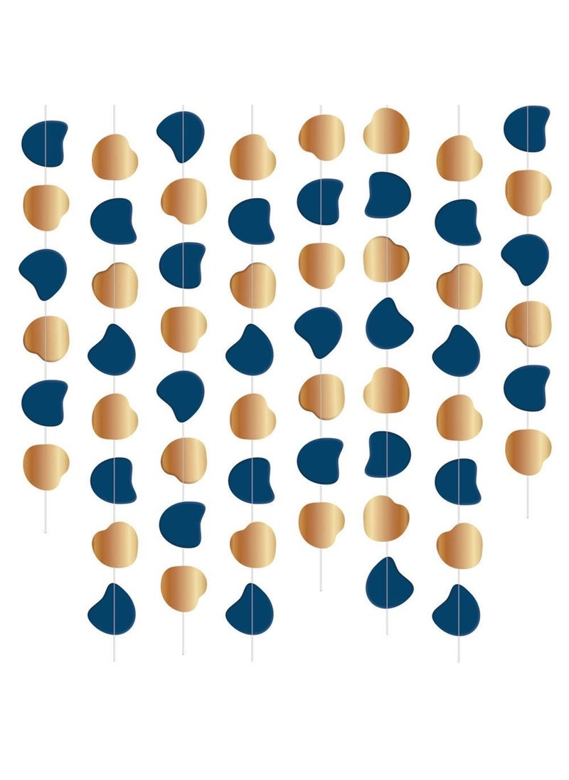 Folat Heart Garland Blue Gold Paper 100cm 8-Pack