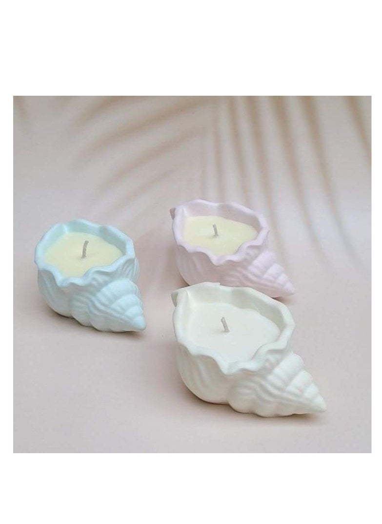 Decorative concrete shell scented candles 3 pcs