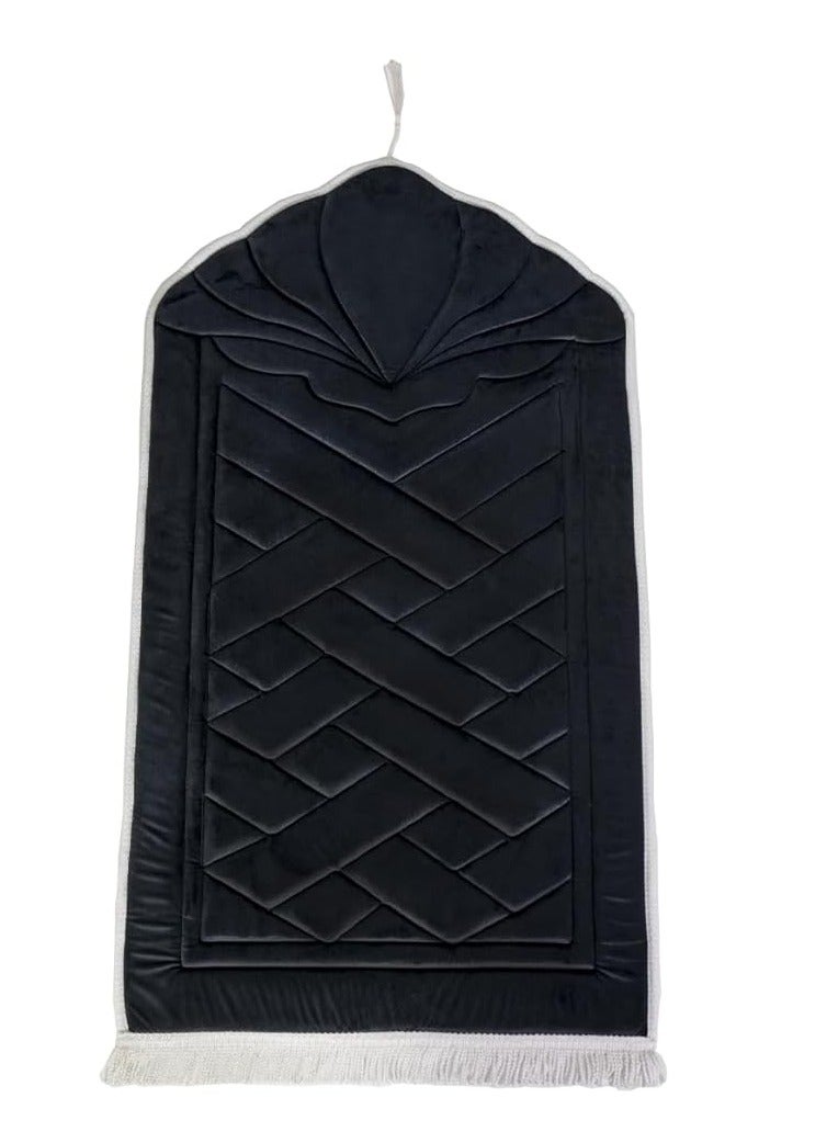 Maqam Ibrahim Premium Padded Prayer Mat - Size 65 * 120 cm, Perfume The Kaaba - A Unique Gift for All Occasions for a Unique Spiritual Experience in the Shape of a Mihrab (Black Lotus)  - Image 1