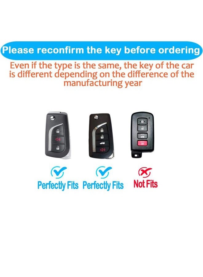Autophone Compatible with Toyota Key Fob Cover with Keychain Soft TPU 360 Degree Protection Key Case for Fortuner Tundra Camry RAV4 Highlander Corolla Smart Key(Pink) - Image 2