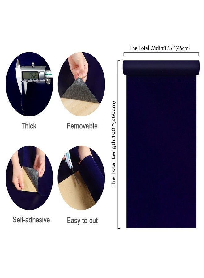 CHIHUT Self Adhesive Velvet Drawer Liner Roll Dark Blue Felt Fabric Velvet Flocking Liner for Jewelry Soft Velvet Wallpaper Peel and Stick Velvet Liner for Box Liner Craft Cabinets Shelf 17.7''x100'' - Image 2