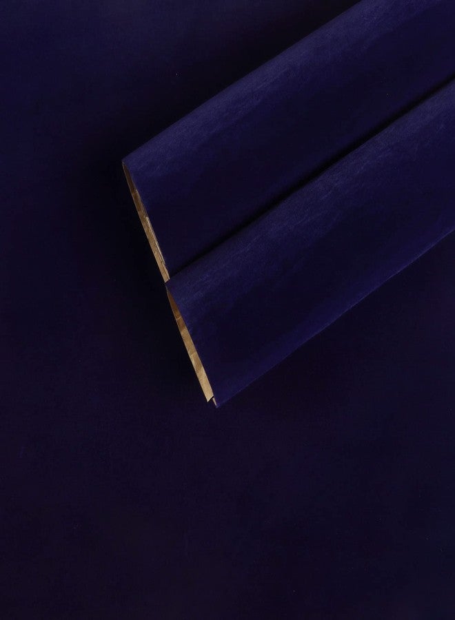 CHIHUT Self Adhesive Velvet Drawer Liner Roll Dark Blue Felt Fabric Velvet Flocking Liner for Jewelry Soft Velvet Wallpaper Peel and Stick Velvet Liner for Box Liner Craft Cabinets Shelf 17.7''x100'' - Image 1