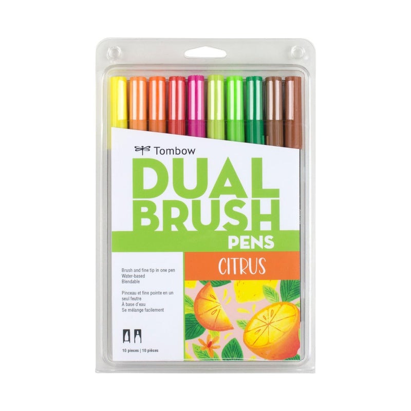 Tombow 56196 Dual Brush Pen Art Markers Citrus 10Pack Blendable Brush and Fine Tip Markers - Image 2