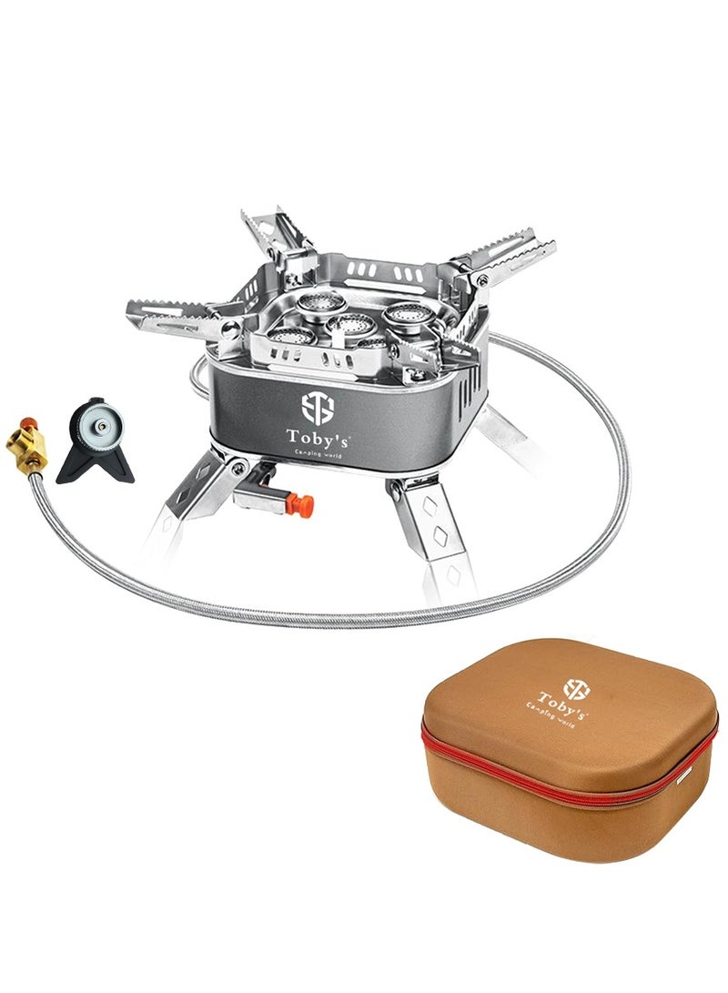 توبيز موقد نزهة محمول من سبائك توبي الجديد بقوة 15800 وات، تصميم مقاوم للرياح، موقد غاز للطهي مع إشعال بيزو وحقيبة حمل، موقد قابل للطي للاستخدام في الهواء الطلق - Image 1