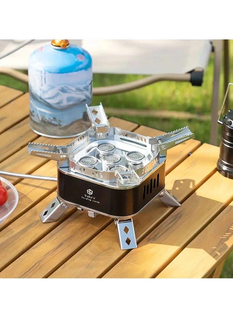 توبيز موقد نزهة محمول من سبائك توبي الجديد بقوة 15800 وات، تصميم مقاوم للرياح، موقد غاز للطهي مع إشعال بيزو وحقيبة حمل، موقد قابل للطي للاستخدام في الهواء الطلق - Image 2