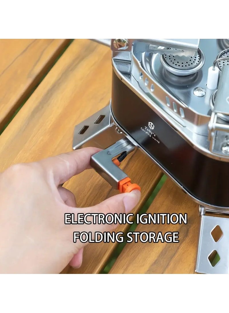 توبيز موقد نزهة محمول من سبائك توبي الجديد بقوة 15800 وات، تصميم مقاوم للرياح، موقد غاز للطهي مع إشعال بيزو وحقيبة حمل، موقد قابل للطي للاستخدام في الهواء الطلق - Image 3