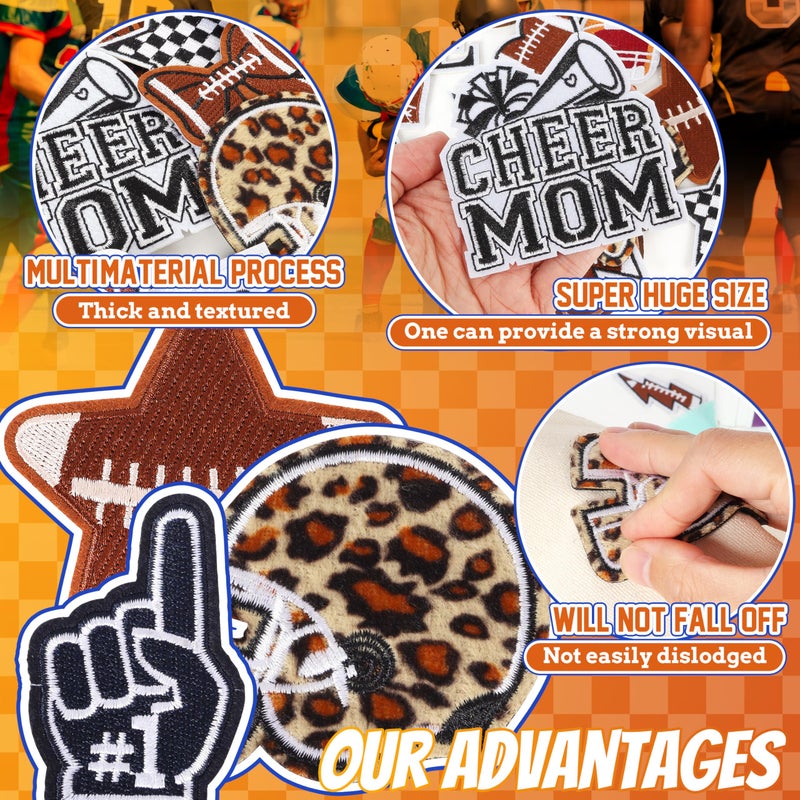 Meneng Iron On Embroidered Football Patches for Hats: Meneng 84PCS Football Helmet Sports Patch for Jackets Hoodies Backpacks - Star Stickers Sew On Applique for Football Enthusiasts Team Fans DIY Cratfs - Image 2