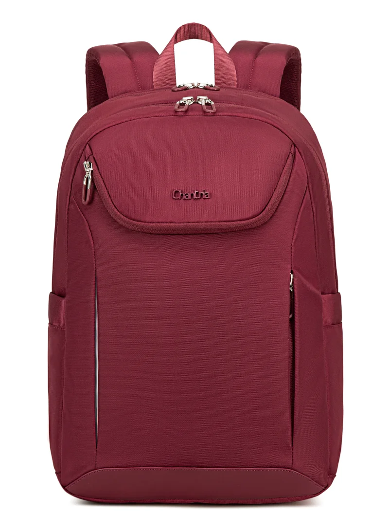 شانتريا حقيبة ظهر لابتوب نسائية متينة وخفيفة الوزن مقاومة للماء متعددة الوظائف للاستخدام اليومي والمكتبي والمدرسي والسفر - عنابي