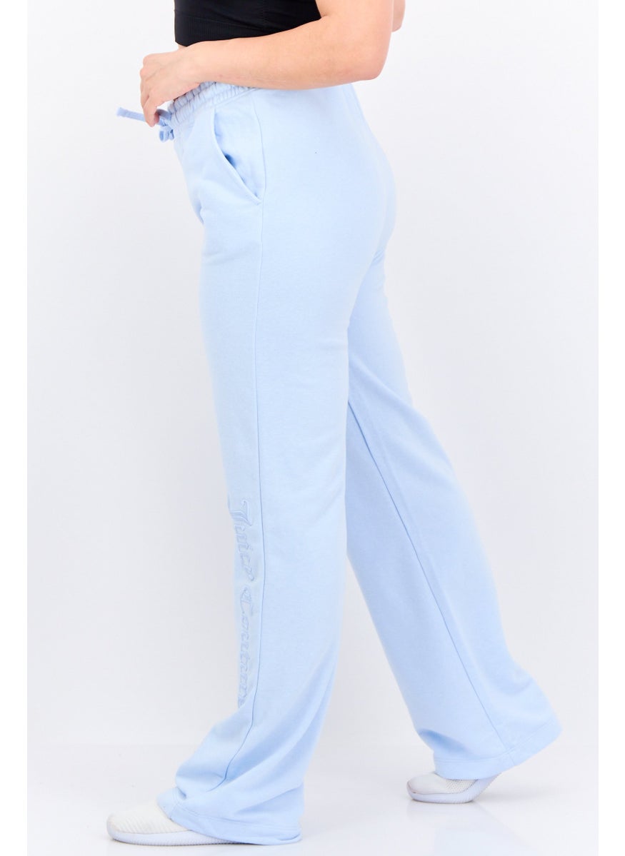 Juicy Couture Women Regular Fit Embroidered Logo Straight Leg Pants, Light Blue  - Image 2